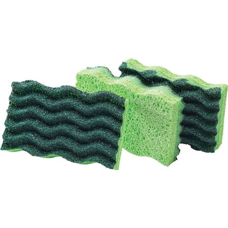 Libman 4.5 In. x 3 In. Yellow & Green Heavy Duty Scrub Heavy Duty Sponge, 3PK 1077